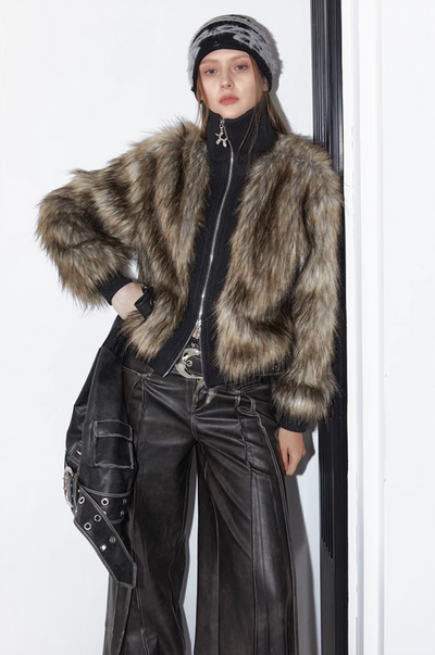 thick black fur coat 2TH0024
