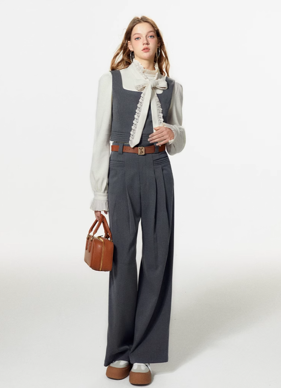 Madeleine Pleated Knit Bottling Shirt Vest Casual Pants BOH0015