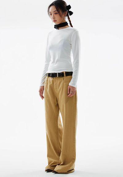 Embroidered Micro-flare Straight Casual Pants FUN0039