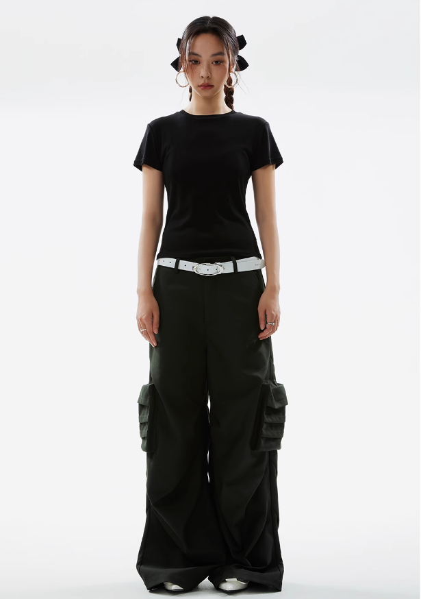 Accordion Bag Workwear Silhouette Pleated Pants FUN0043