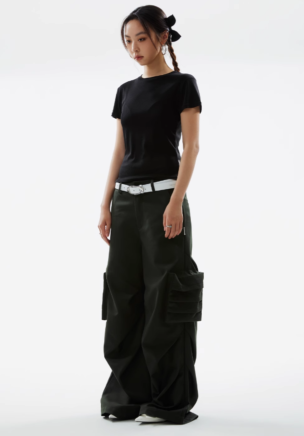 Accordion Bag Workwear Silhouette Pleated Pants FUN0043