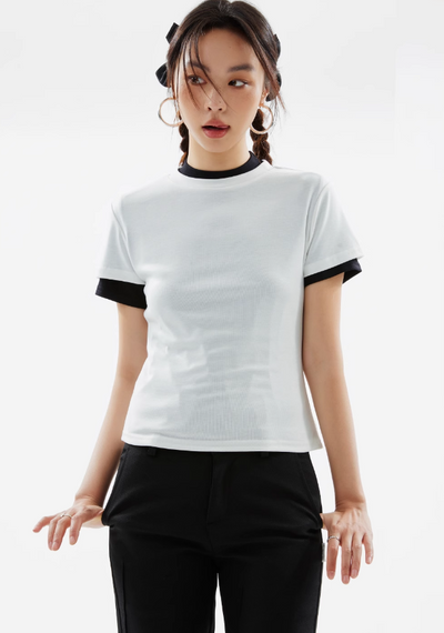 Long-sleeved/Short-sleeved Solid Color Basic T-shirt FUN0044