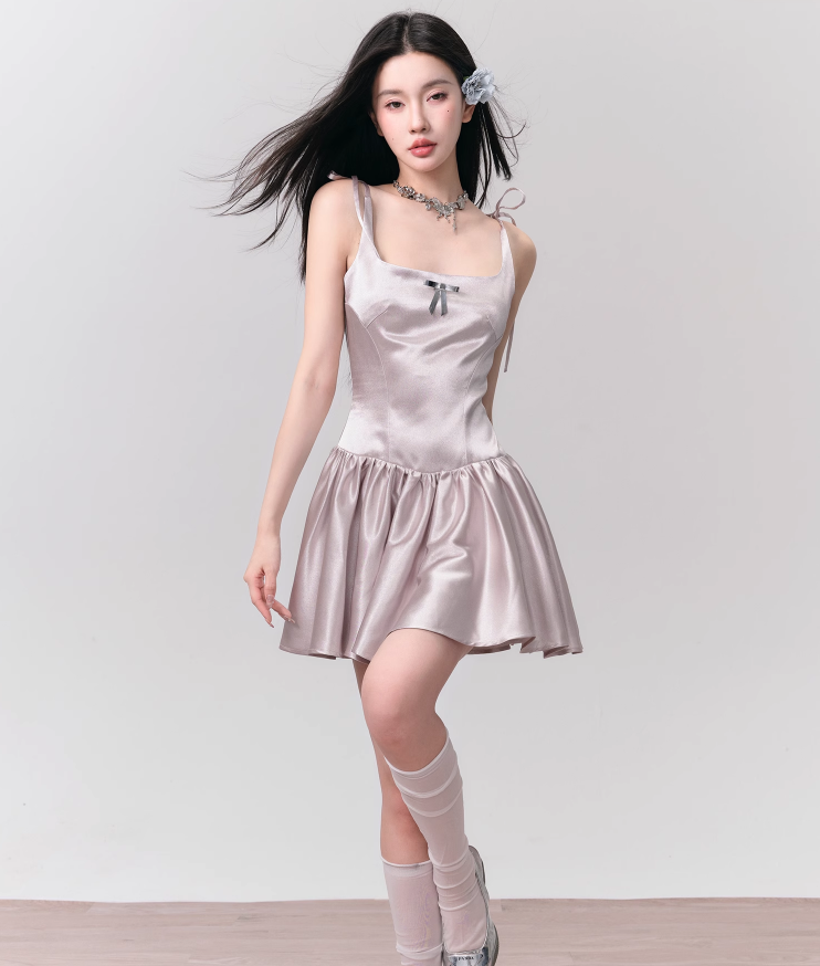 Silver Pink Tone Suspender Holiday Princess Dress FRA0128