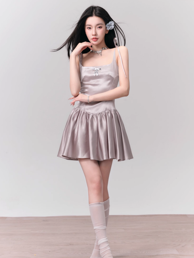 Silver Pink Tone Suspender Holiday Princess Dress FRA0128