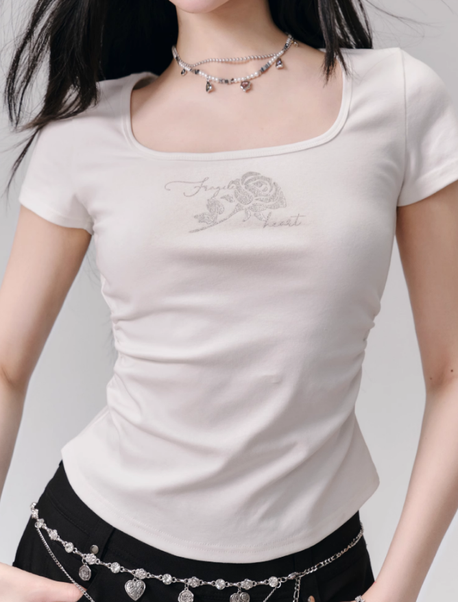 Silver Rose High-end Design T-shirt FRA0134