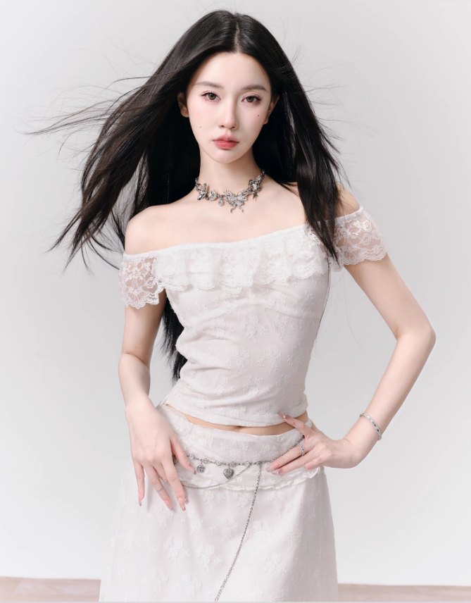 Desire Lace One-shoulder Top/Skirt FRA0141
