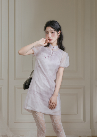 Chinese Style Sheer Layered Dress COT0115