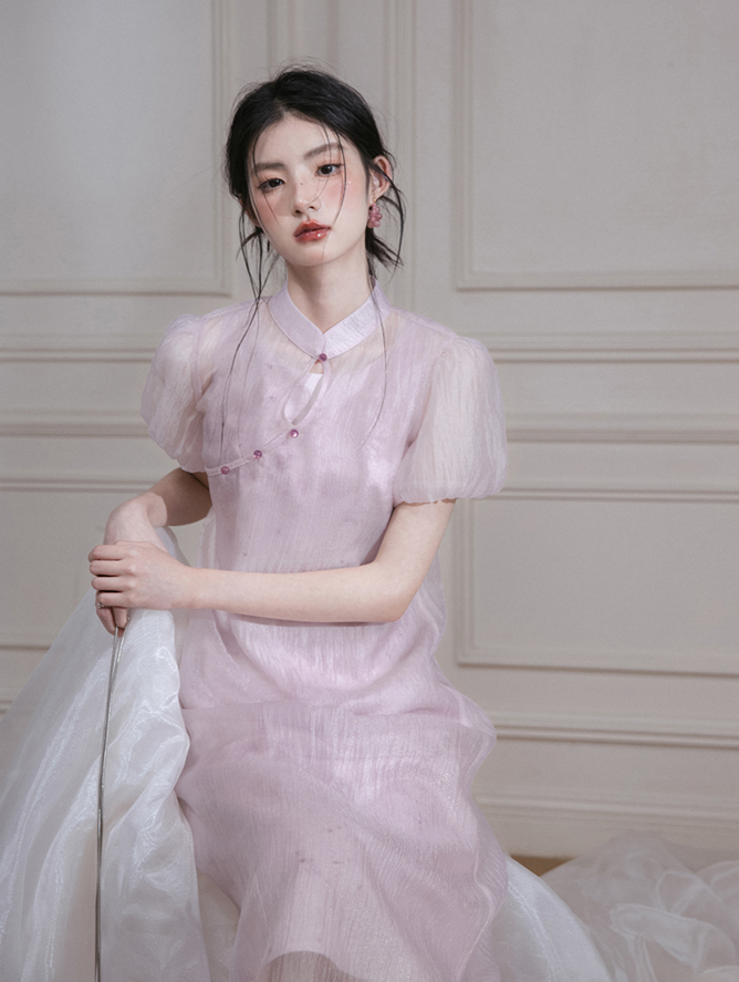 Chinese Style Sheer Layered Dress COT0115