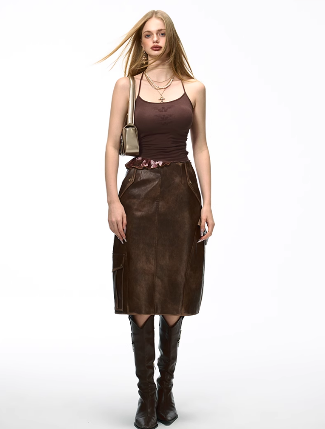 Mid-length American Leather Skirt VVO0035