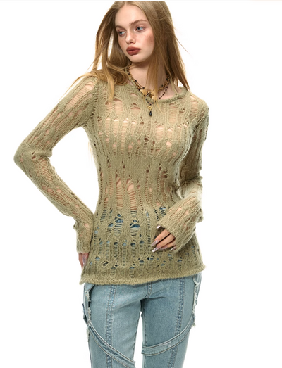 Irregular Hollow Pullover Sweater VVO0044