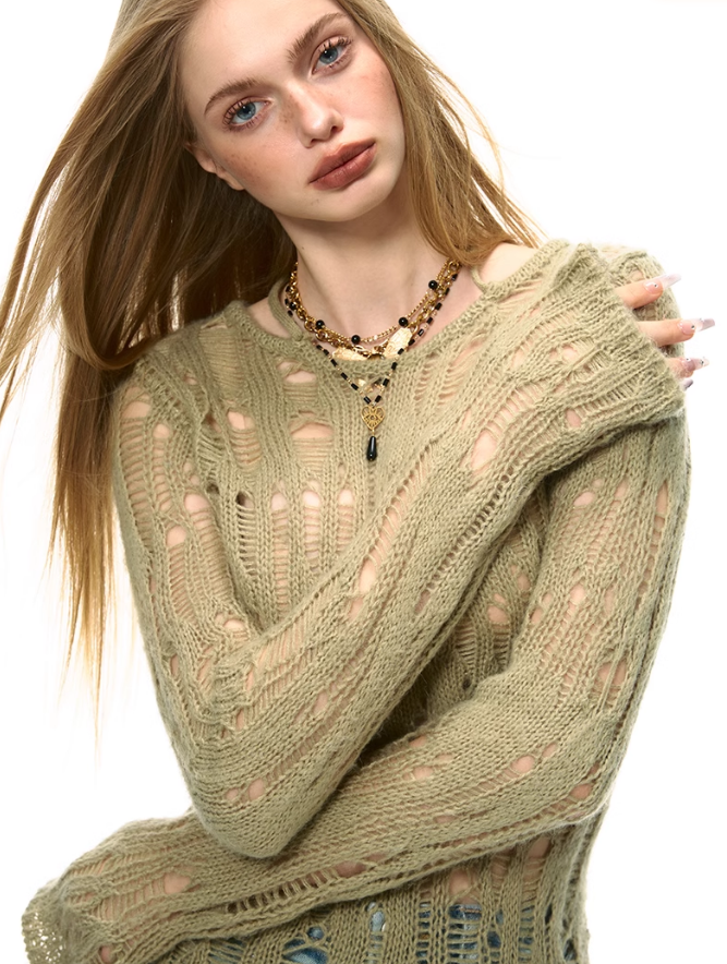 Irregular Hollow Pullover Sweater VVO0044