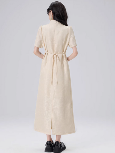 Chinese Style Design Waist Short-sleeved Dress COH0028