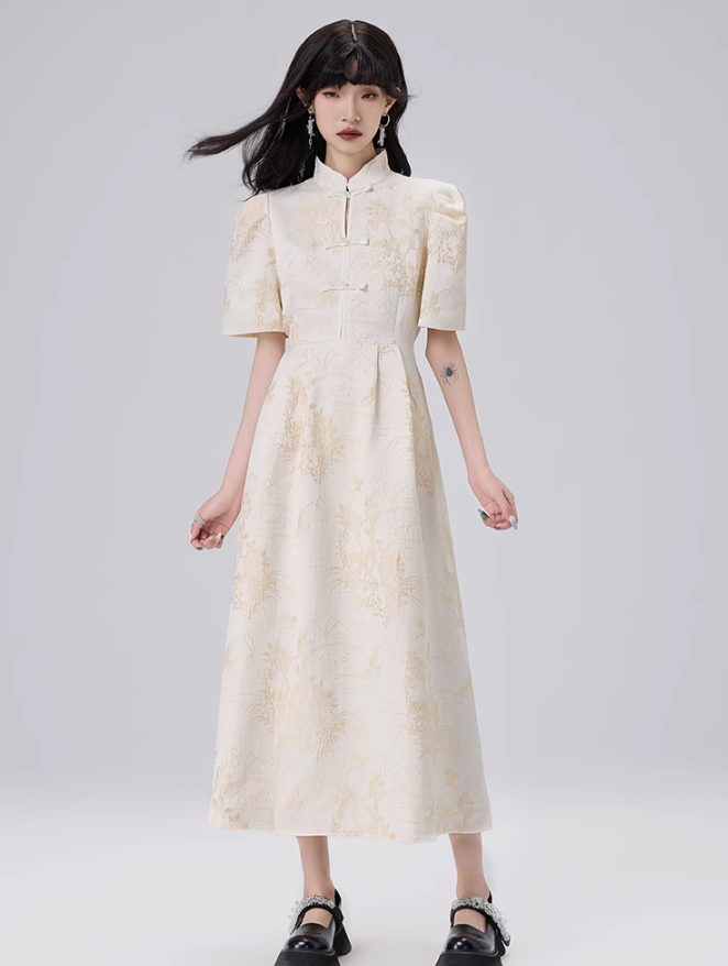 Chinese Style Stand Collar Design Dress COH0029