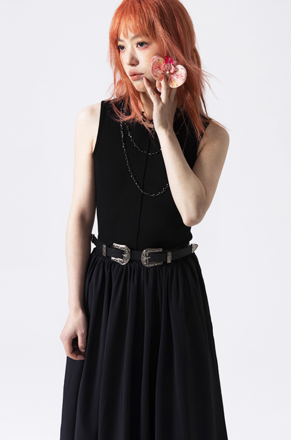 Black sleeveless knit dress MIS0035