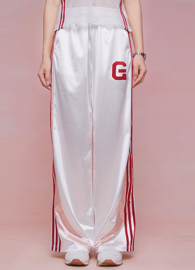 Waist See-through Street Sport Style Sleeveless Top & Sideline Loose Pants GIF0046