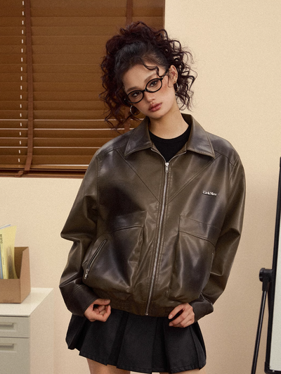 Retro Short Leather Jacket EZE0157