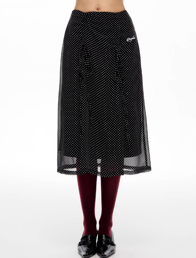 American Retro Polka-dot Long And Short Skirt NEC0098