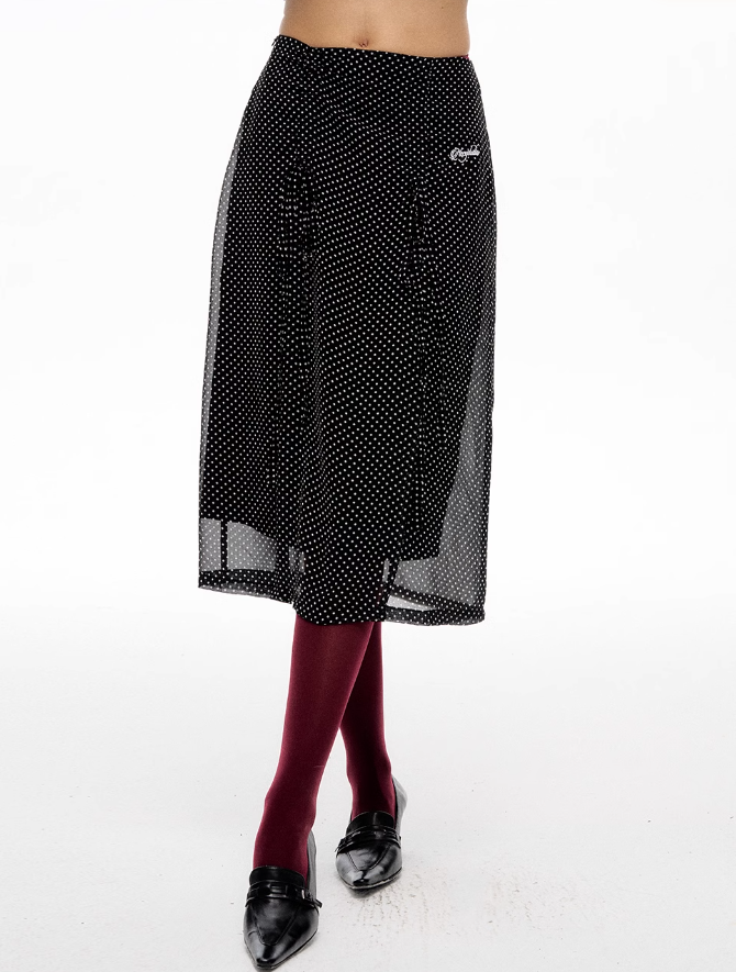American Retro Polka-dot Long And Short Skirt NEC0098