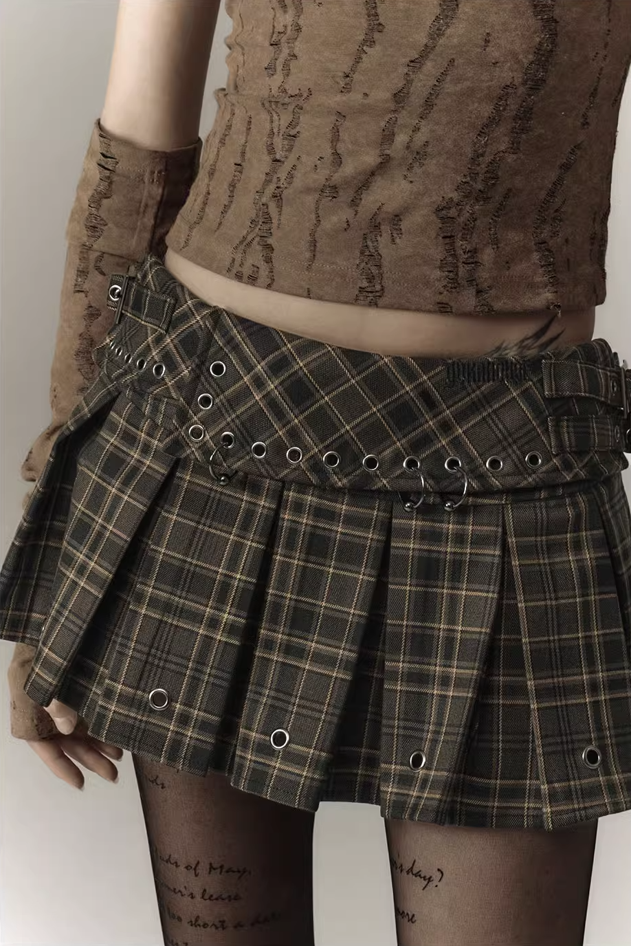 American retro plaid pleated skirt KIN0113