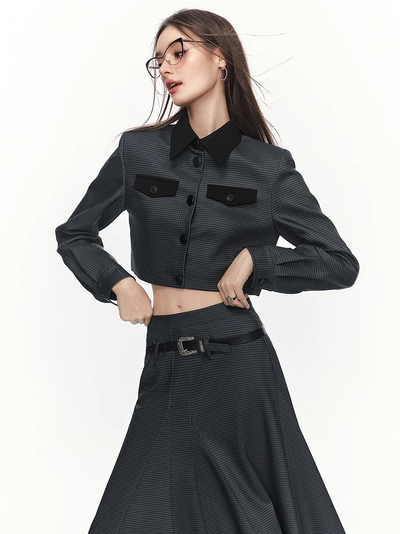 Workwear Style Pattern Jacket/Half Length Skirt MEE0129