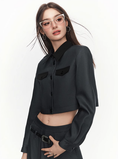 Workwear Style Pattern Jacket/Half Length Skirt MEE0129