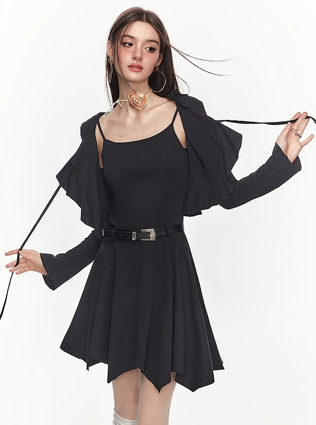 Black French Elegant Shirt/Dress MEE0135