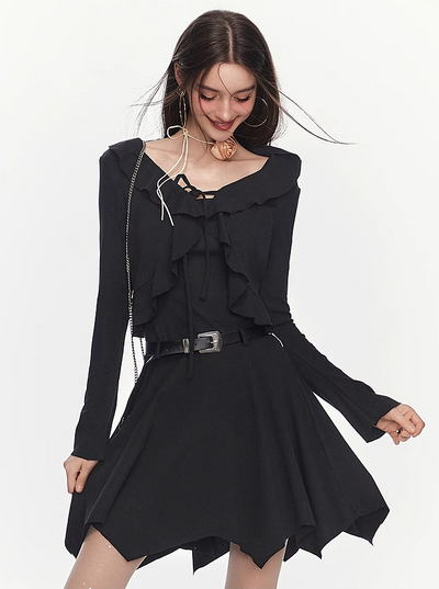 Black French Elegant Shirt/Dress MEE0135