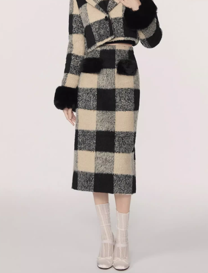 Plaid High-end Woolen Jacket/Skirt MEE0140