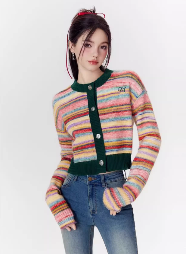Retro Striped Knitted Cardigan MEE0144