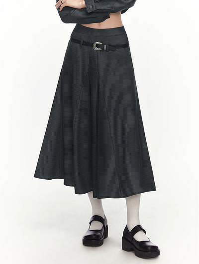 Mid-length Workwear Style Pattern Skirt MEE0158