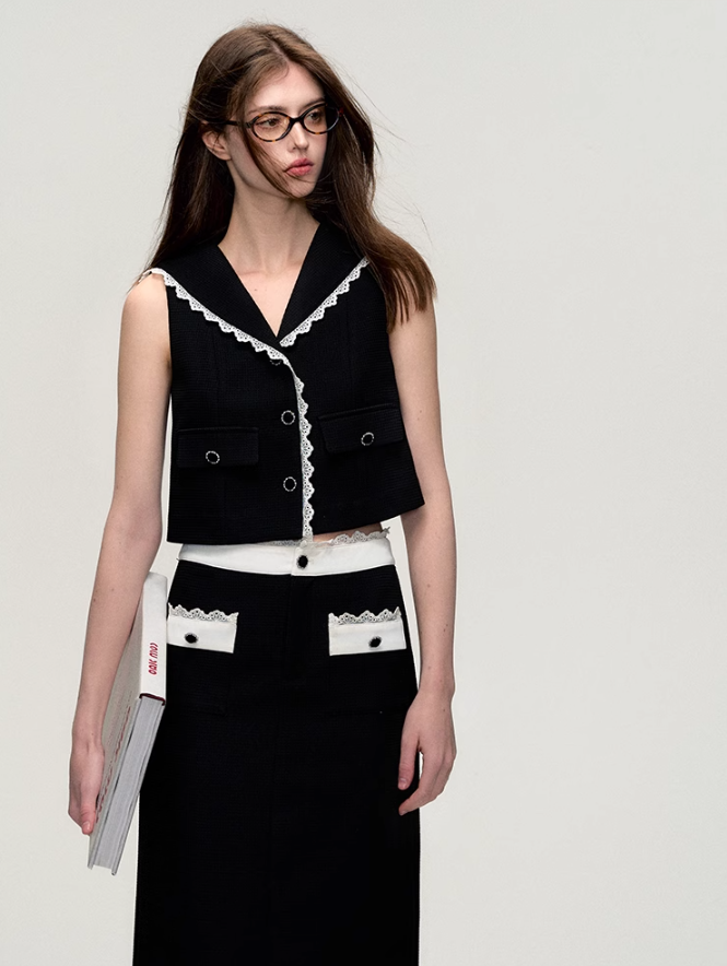 Moon Shadow Black Fragrance Vest/Short Skirt/Long Skirt OAK0182