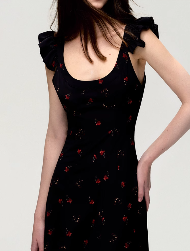 Black Flower Blooming Dress OAK0193