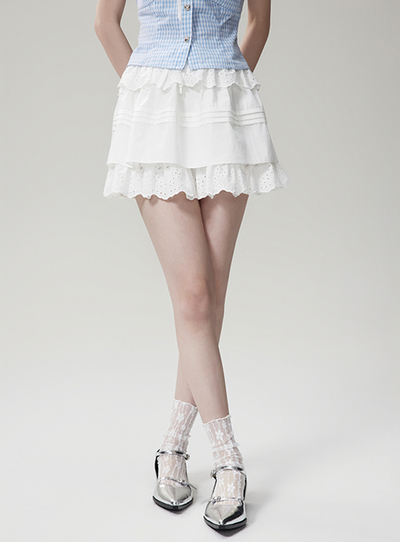 Lace Layered A-Line Mini Skirt NTO0081