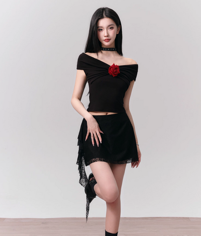 Knitted One-shoulder Top/Skirt FRA0152