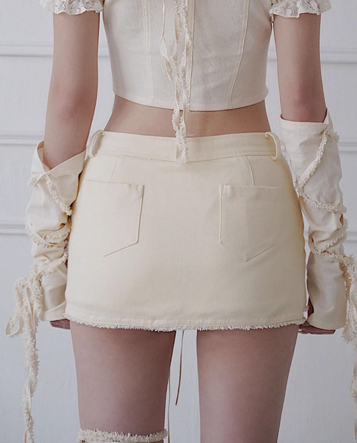 Half-length Beige Mini Skirt WSW0019