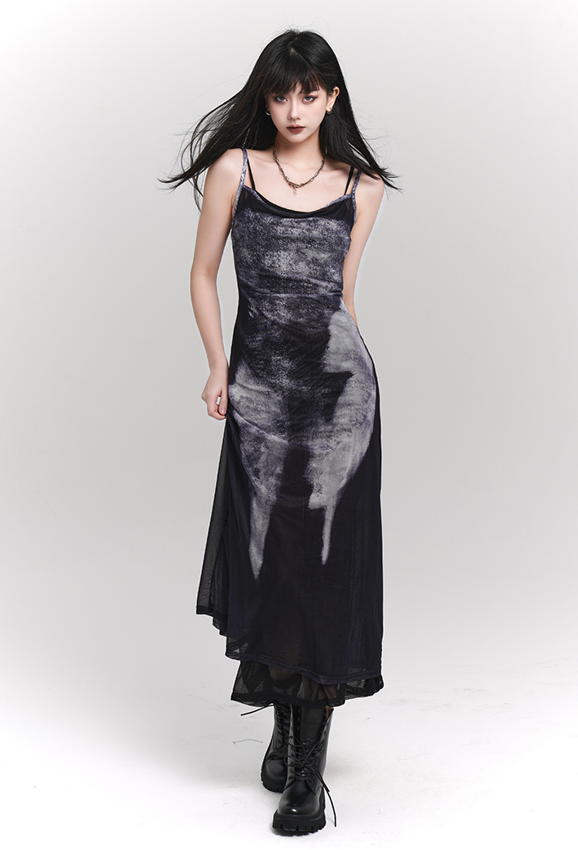 Chic design dark colored camisole dress LAD0085