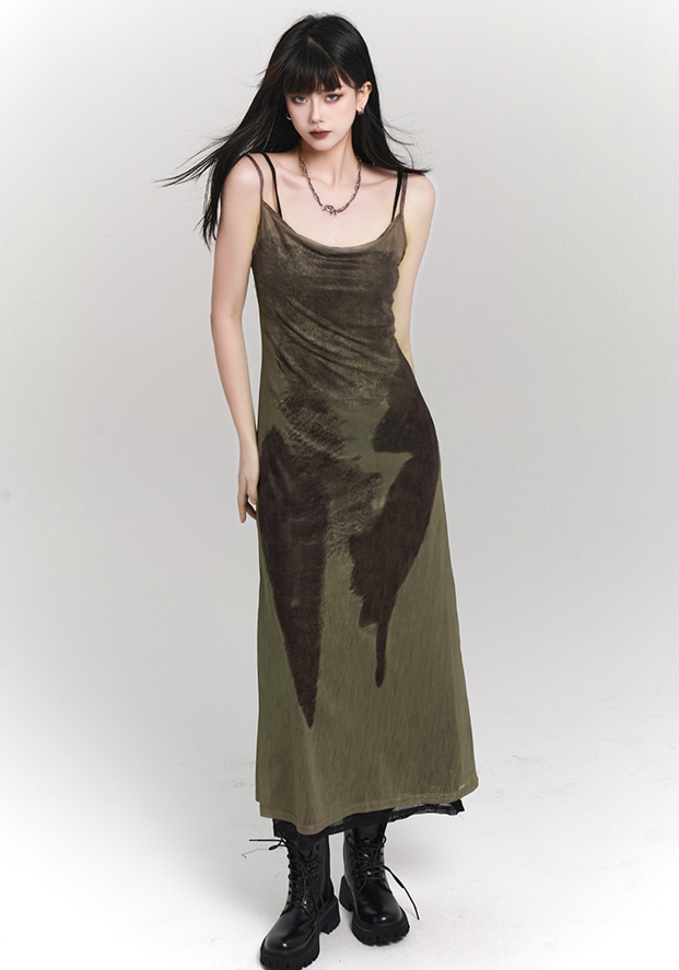 Chic design dark colored camisole dress LAD0085