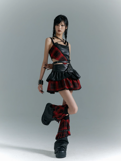 black and red stitched leg cover FRU0019