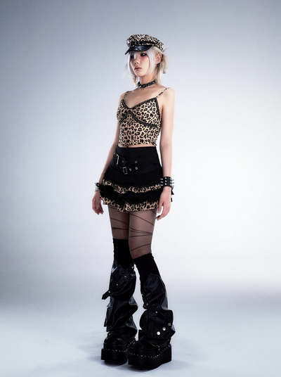 Leopard print camisole with padding FRU0014