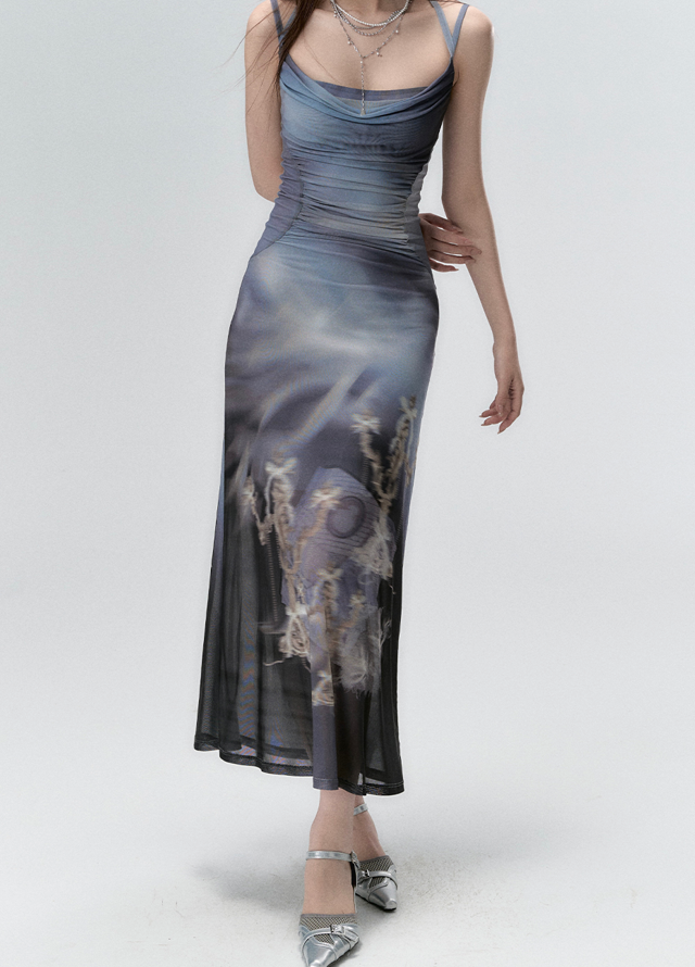 Prism Design Mesh Slim Cami Soul Dress VIA0080