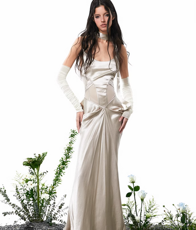 High Waist Sleeveless Fishbone Dress 4MU0037