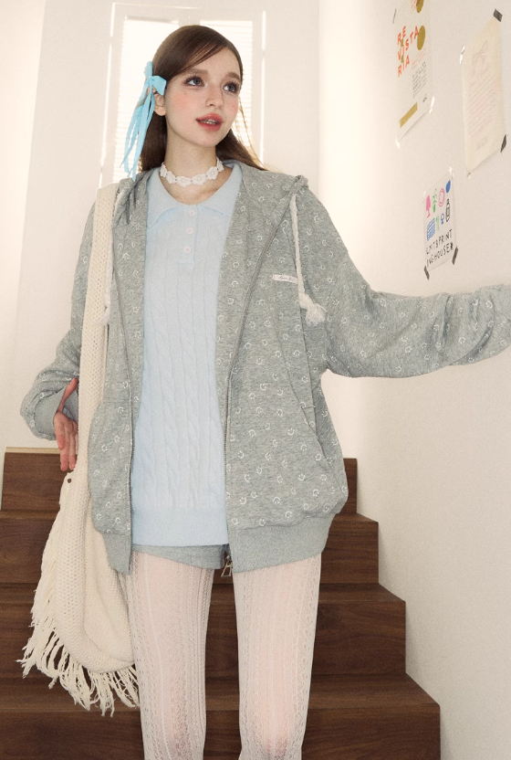 Small Smile Pattern Loose Hoodie Top SPE0051