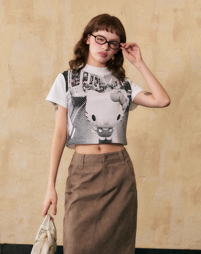 American Print Loose Short/Long-sleeved T-shirt/Skirt EZE0211