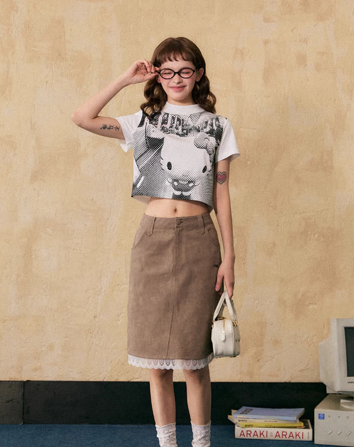 American Print Loose Short/Long-sleeved T-shirt/Skirt EZE0211