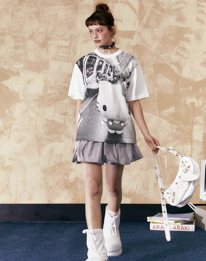 American Print Loose Short/Long-sleeved T-shirt/Skirt EZE0211