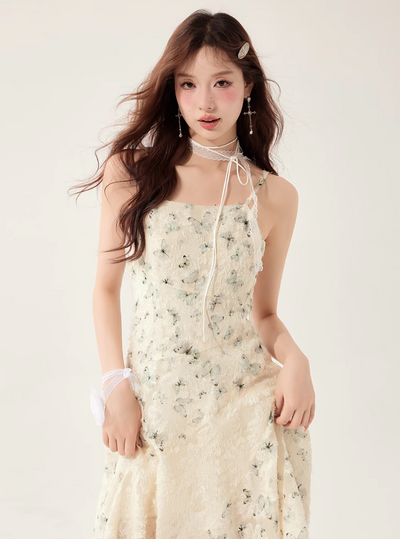 floral suspender skirt LAC0217