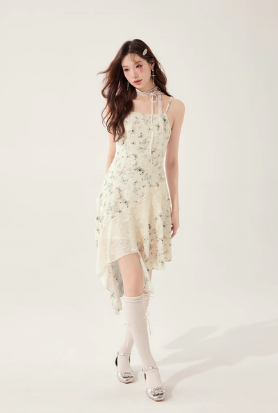 floral suspender skirt LAC0217