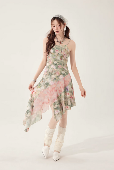 floral suspender skirt LAC0217