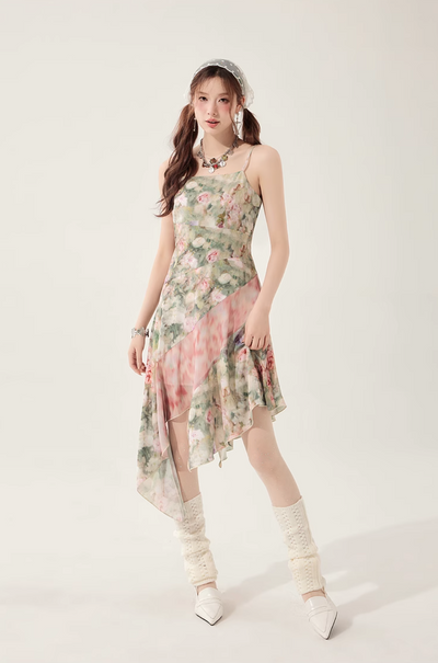 floral suspender skirt LAC0217