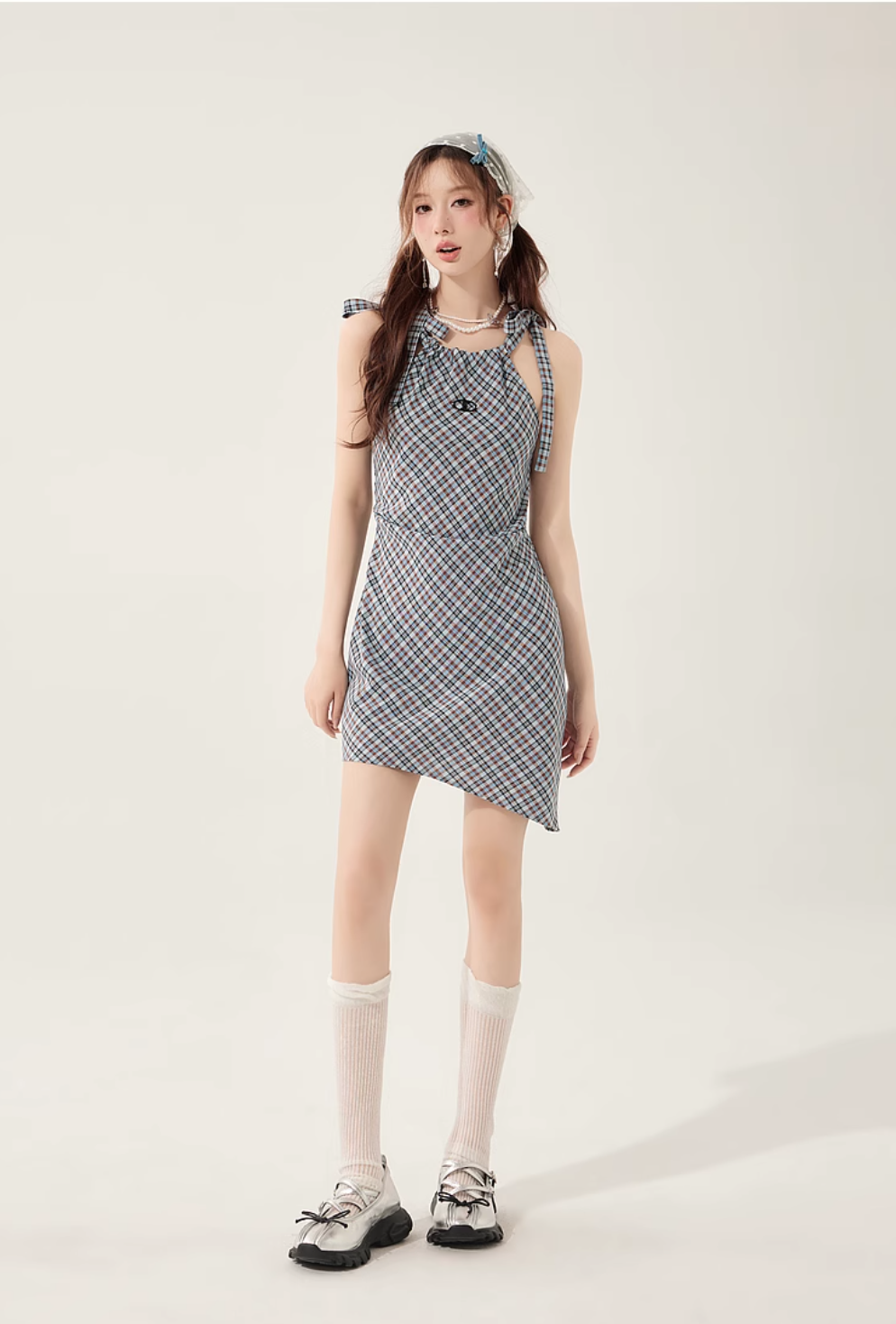 plaid suspender dress LAC0219